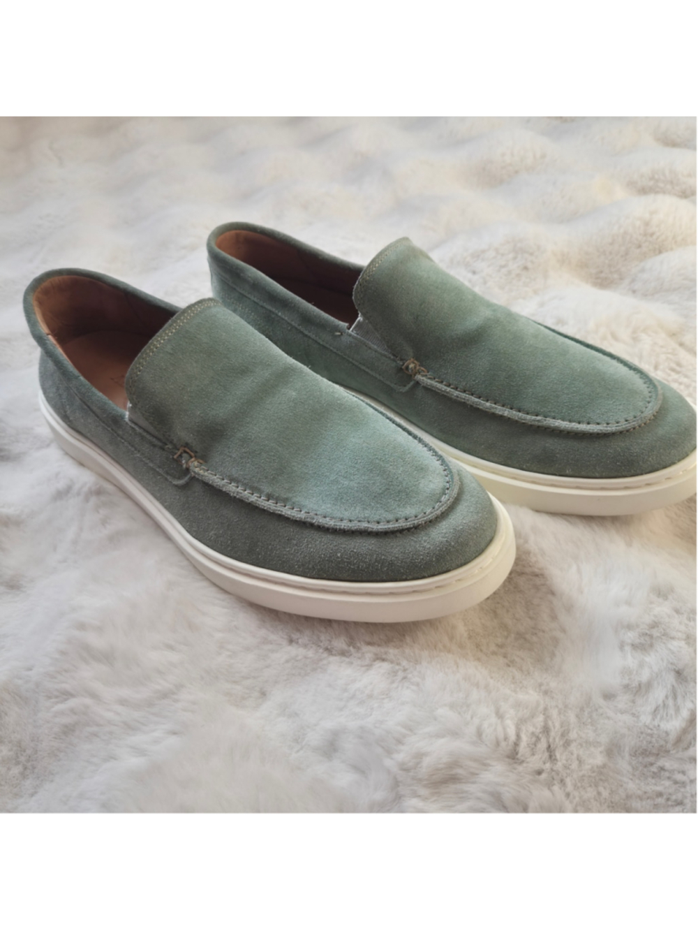 NEW Men's Allen Edmonds Hayes Suede Slip-On Loafers Sage Green Size 9.5